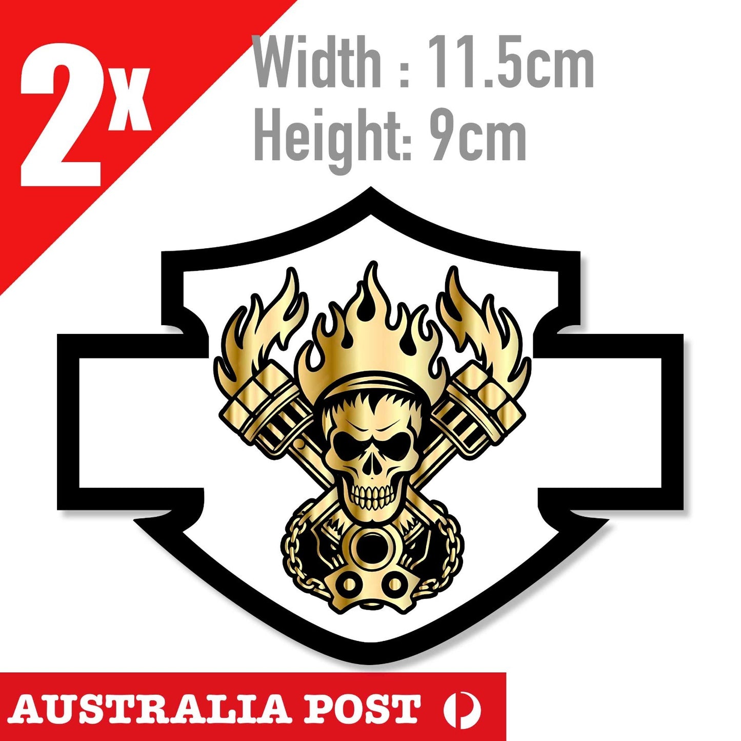 Harley Davidson Gold Skull Logo Motorcycle Logo, Fuel Tank, Helmet Sticker