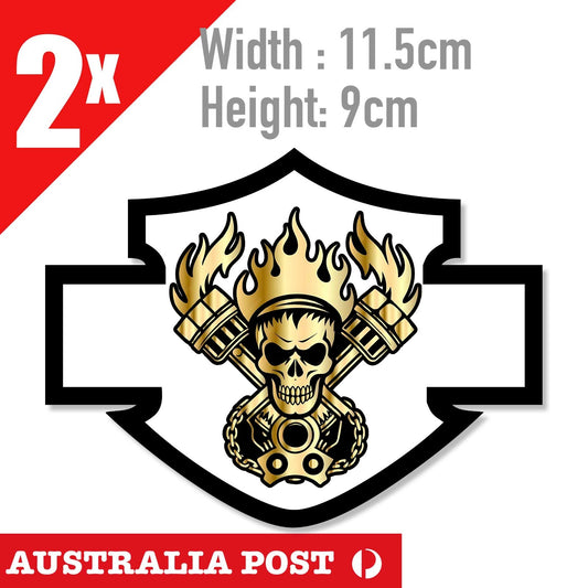 Harley Davidson Gold Skull Logo Motorcycle Logo, Fuel Tank, Helmet Sticker