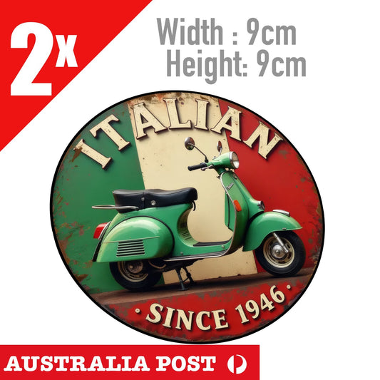 VESPA Italian Flag Motorcycle, damaged, Rustic Style Round  Stickers