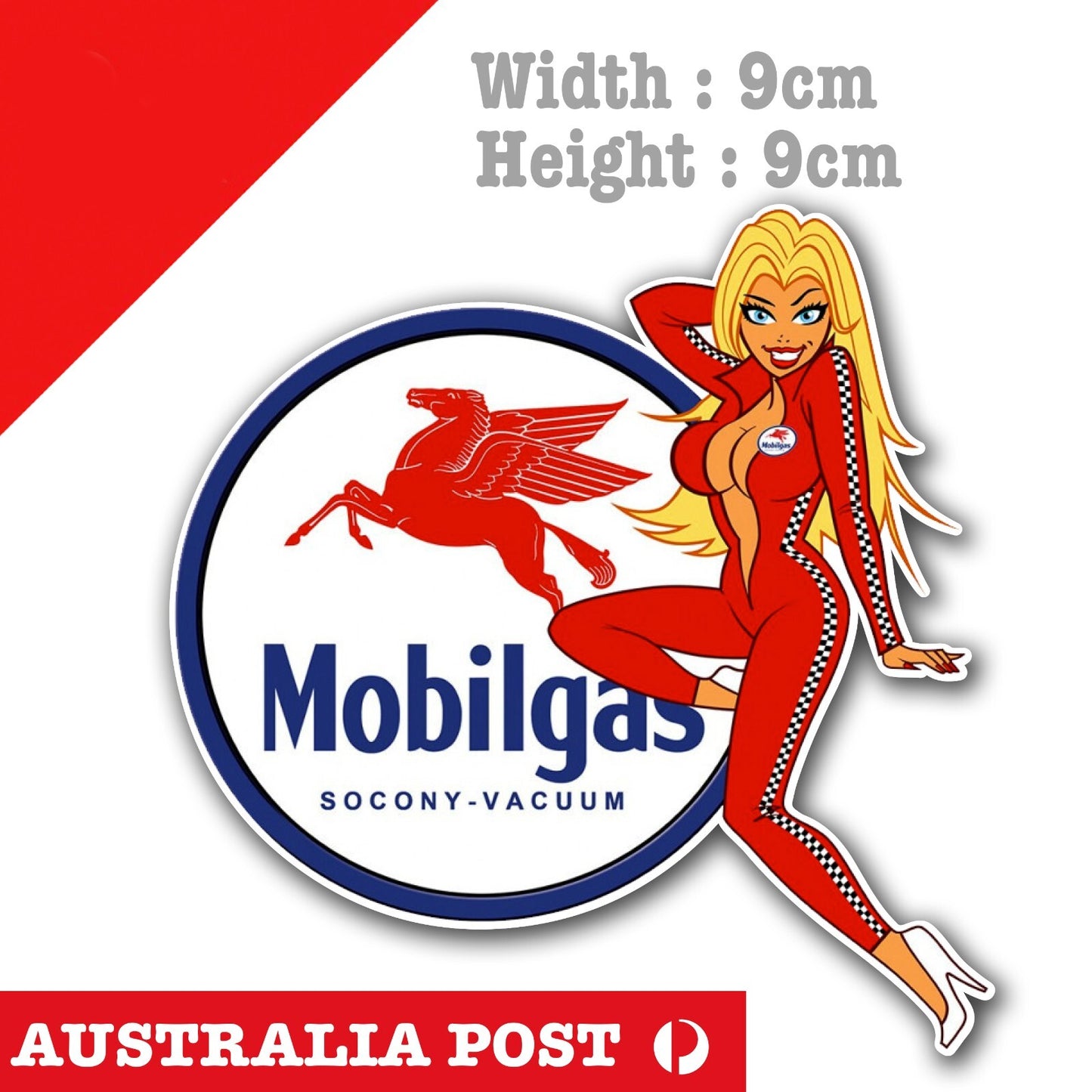 MOBILGAS Blonde Pin Up Girl Logo, Car , Oil, Sticker