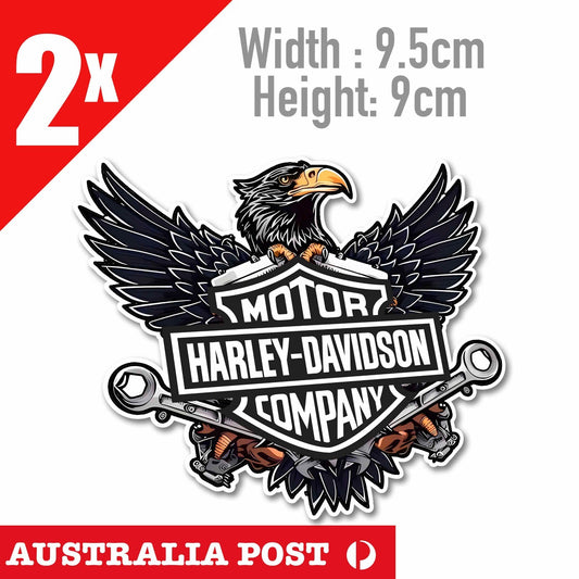 Harley Davidson Motorcycle Black Eagle Logo, Fuel Tank, Motorcycle 2x Stickers