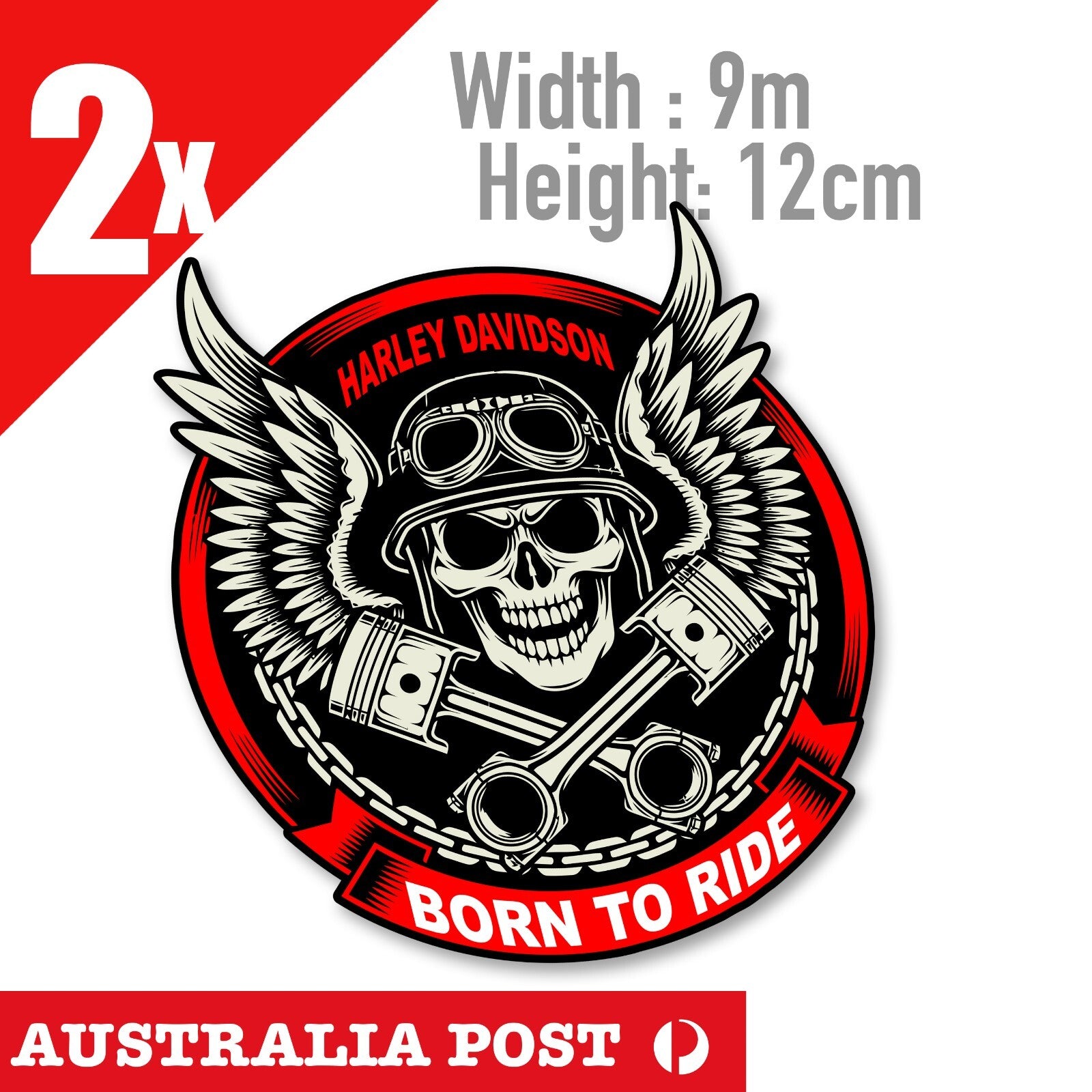 Harley Davidson Skull Rider, BORN  To Ride Motorcycle, Helmet Stickers
