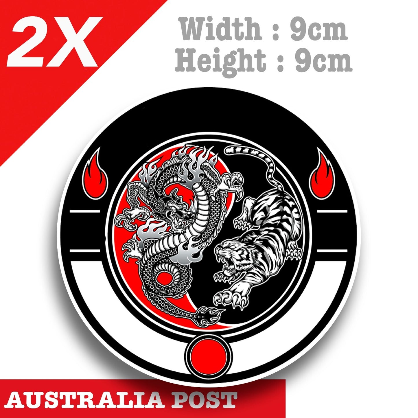 Yin and yang, Dragon & Tiger Round Badge, Tiger VS Dragon Vinyl  Sticker