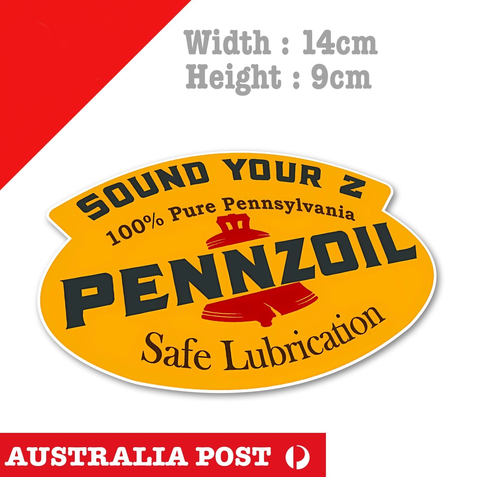 PENNZOIL Lubricant Oil Logo, Vintage Rusty Old Damaged Sticker