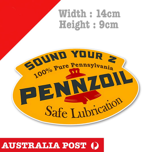 PENNZOIL Lubricant Oil Logo, Vintage Rusty Old Damaged Sticker