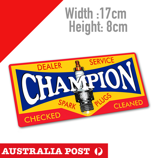 Champion Spark Plug Service Sign VintageDEALER , SERVICE Sticker