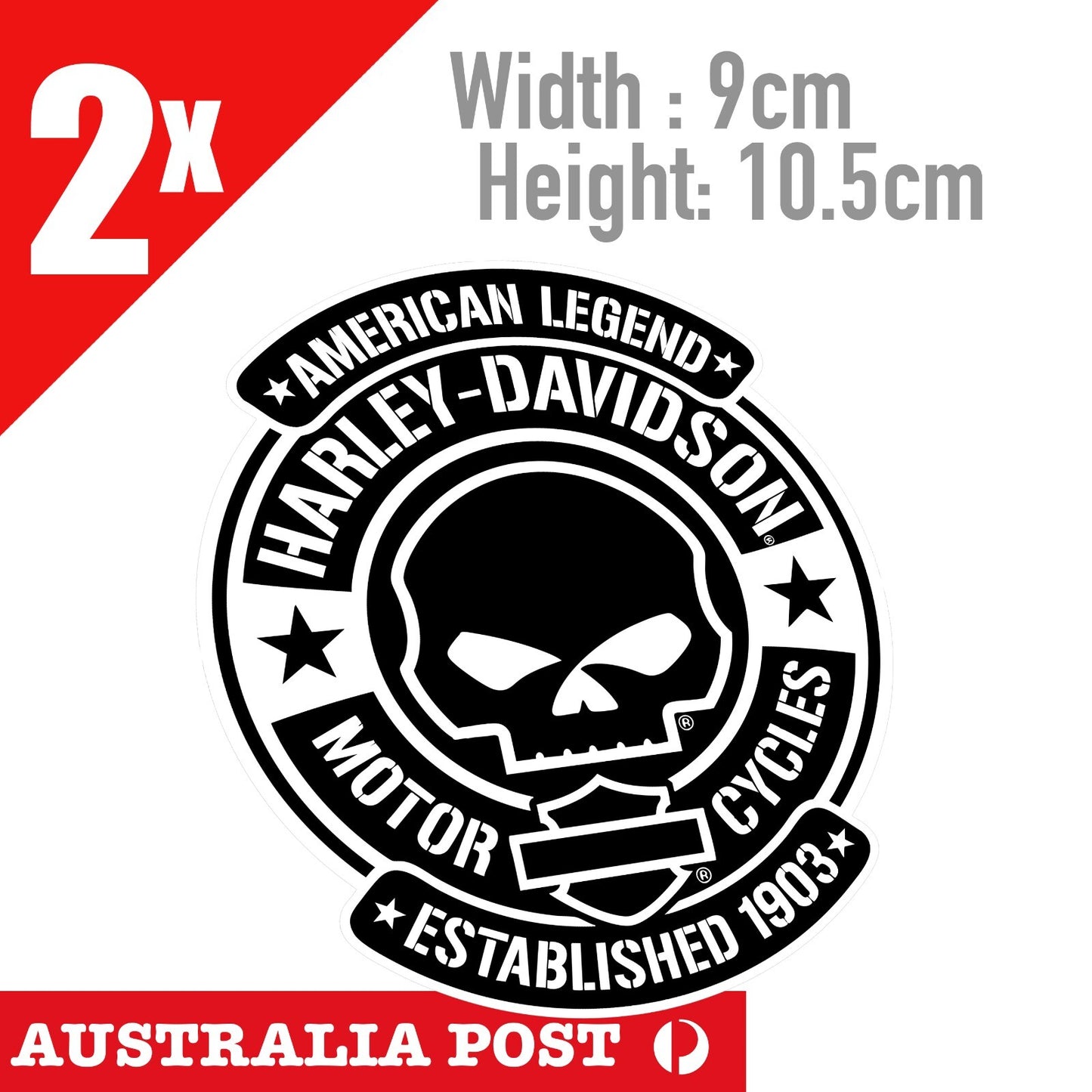 Harley Davidson Motorcycle Skull Head, Helmet, Fuel Tank, Logo 1903  Stickers