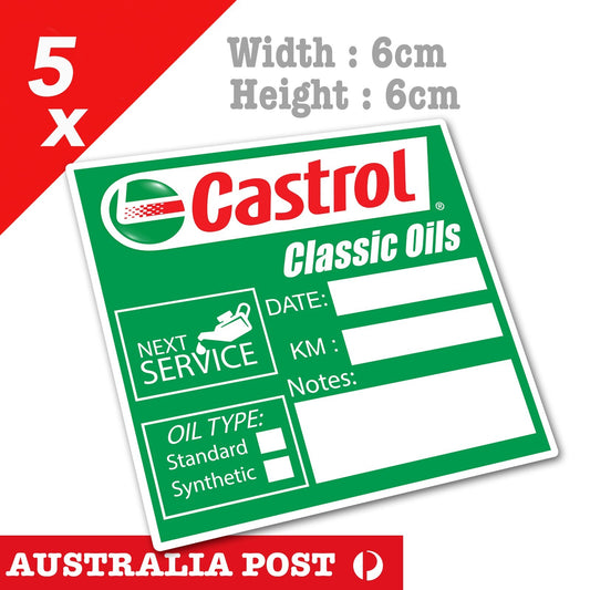 CASTROL Classic Oil Change Service Reminder Car, Ute, Truck, Van Window Sticker
