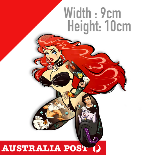 ARIEL Red Head Sexy  Girl, Sexy Tattoo Girl Sticker