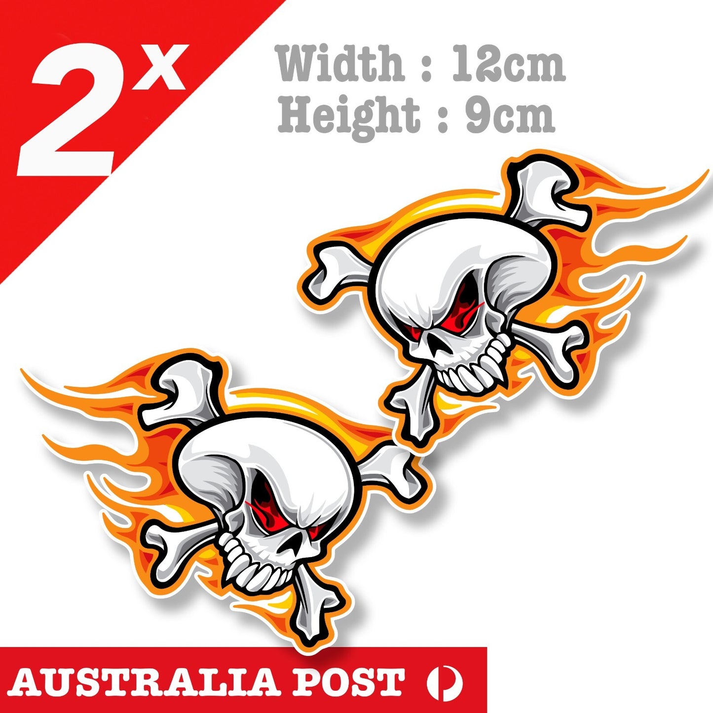 Skull With Flames Motorcycle Helmet, Fuel Tank, Fire Flame Skull Stickers