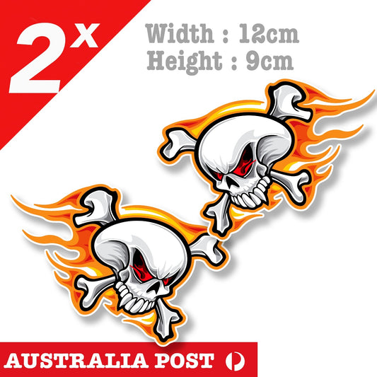 Skull With Flames Motorcycle Helmet, Fuel Tank, Fire Flame Skull Stickers
