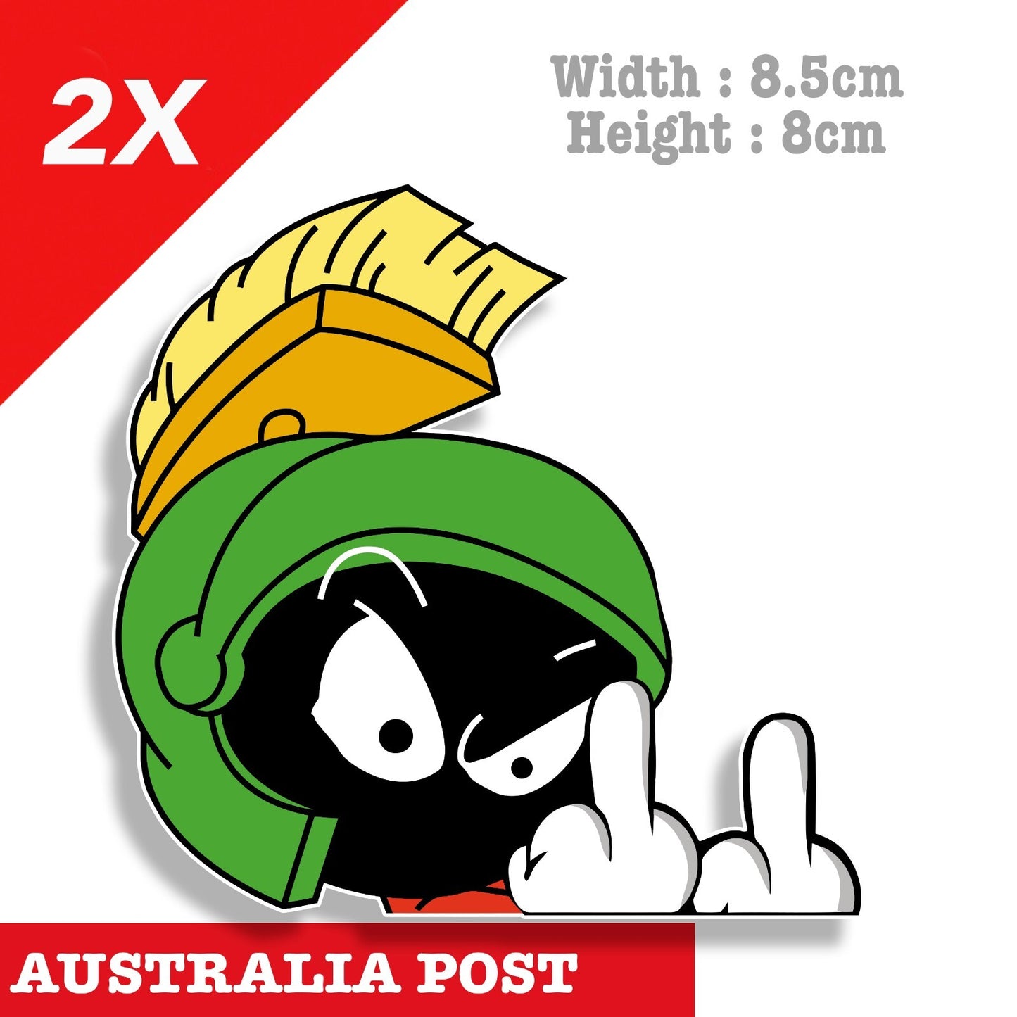 Marvin the Martian Middle Finger Funny Cartoon Character peeking Stickers