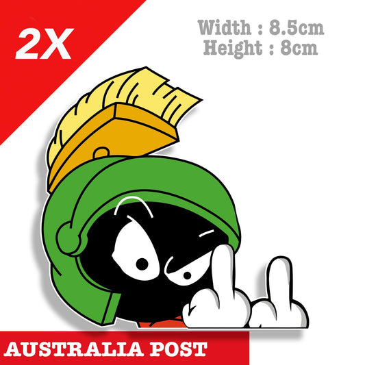Marvin the Martian Middle Finger Funny Cartoon Character peeking Stickers
