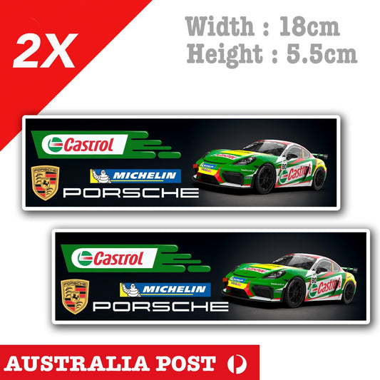 CASTROL Oil , Michelin Tyre, Porsche Racing Car Banner Sticker