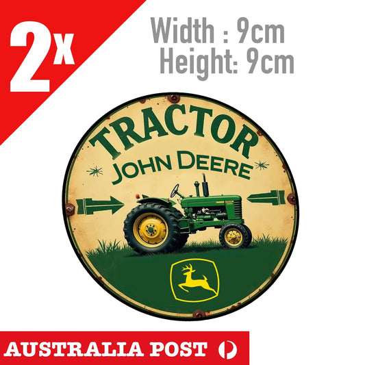 John Deer Tractor Rusted Round Sign, John Deere Rustic Sign Stickers