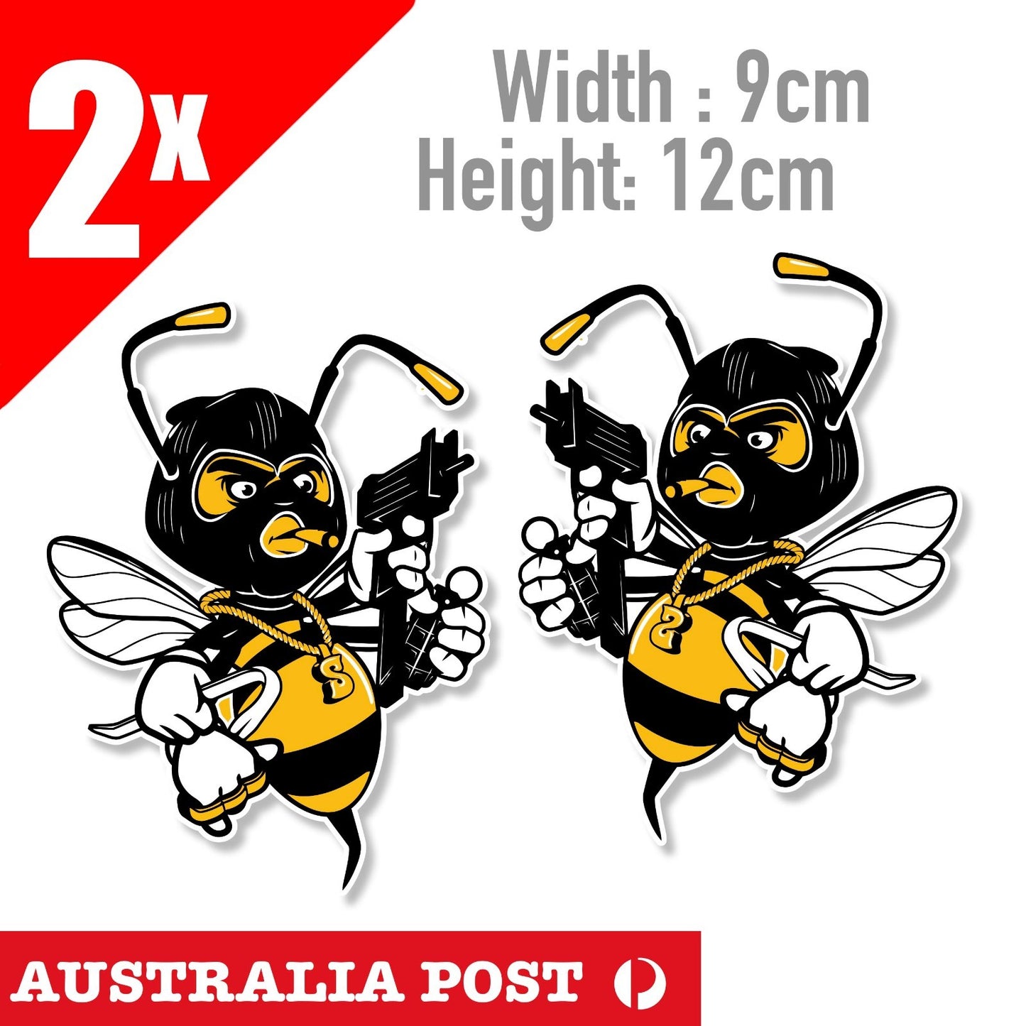 Killer Bee with Machine Gun, Thug Life Funny Hornet Bee Sticker