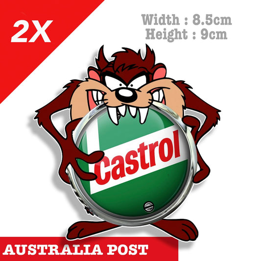 Castrol Oil logo TAZ Tornado , Tasmanian Devile Funny Looney Tune Logo Sticker