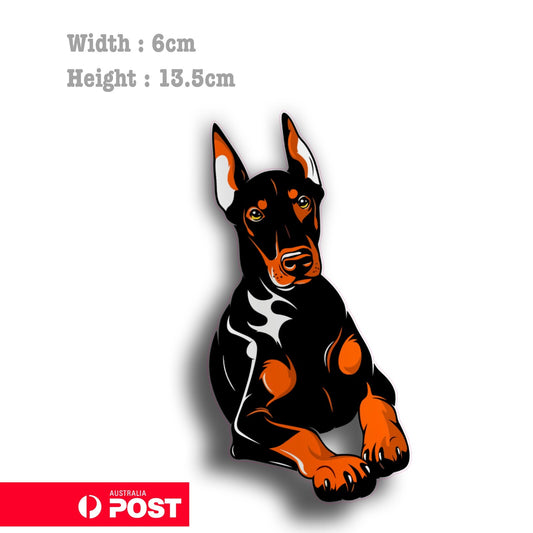 Doberman Dog Sitting  Laptop , Car  Decal Sticker 