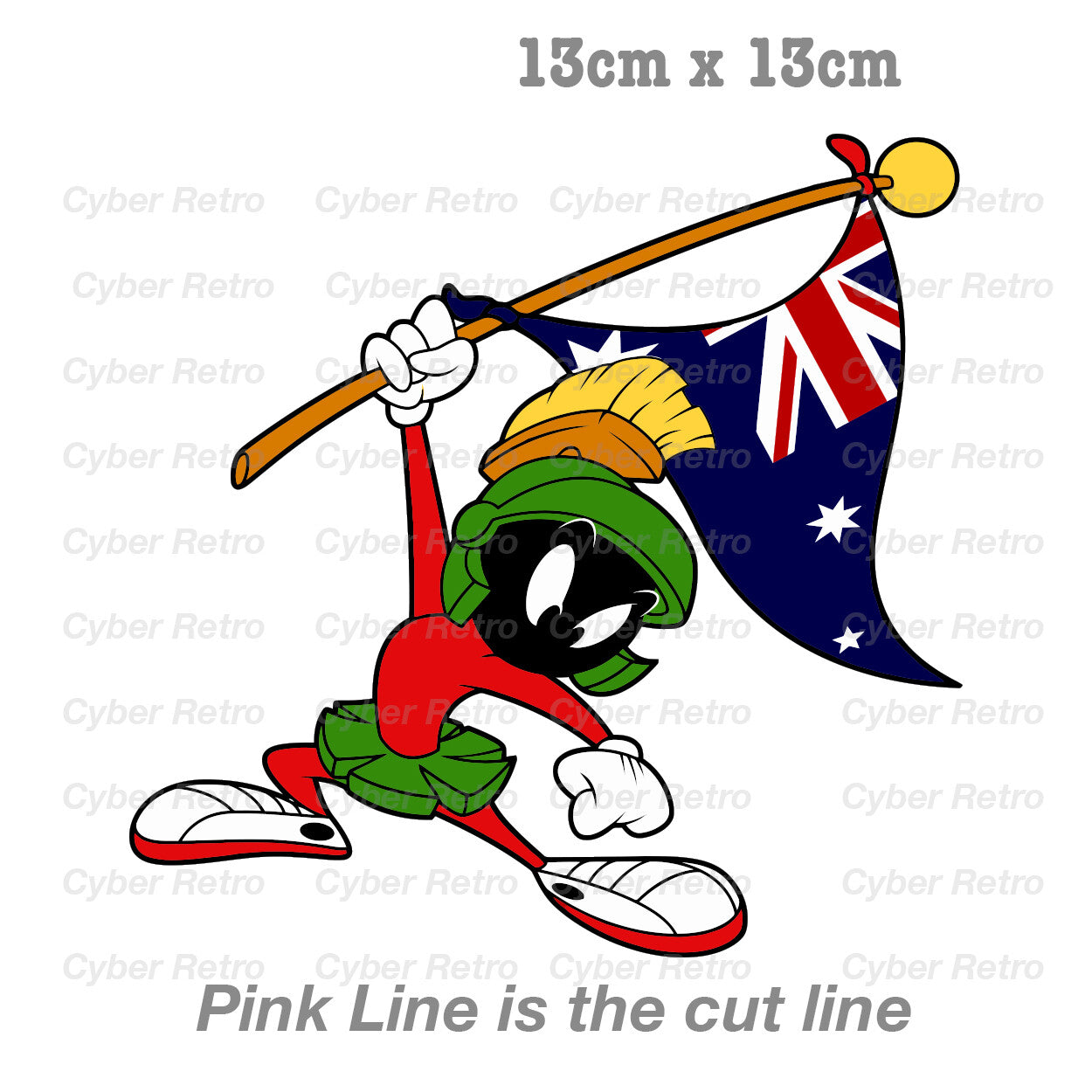 Australian Flag MARVIN the Martian Funny Cartoon Decal Vinyl Sticker 
