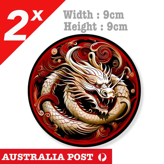Wingchun Chinese Red  & Gold Dragon Laptop , Car  Decal Sticker