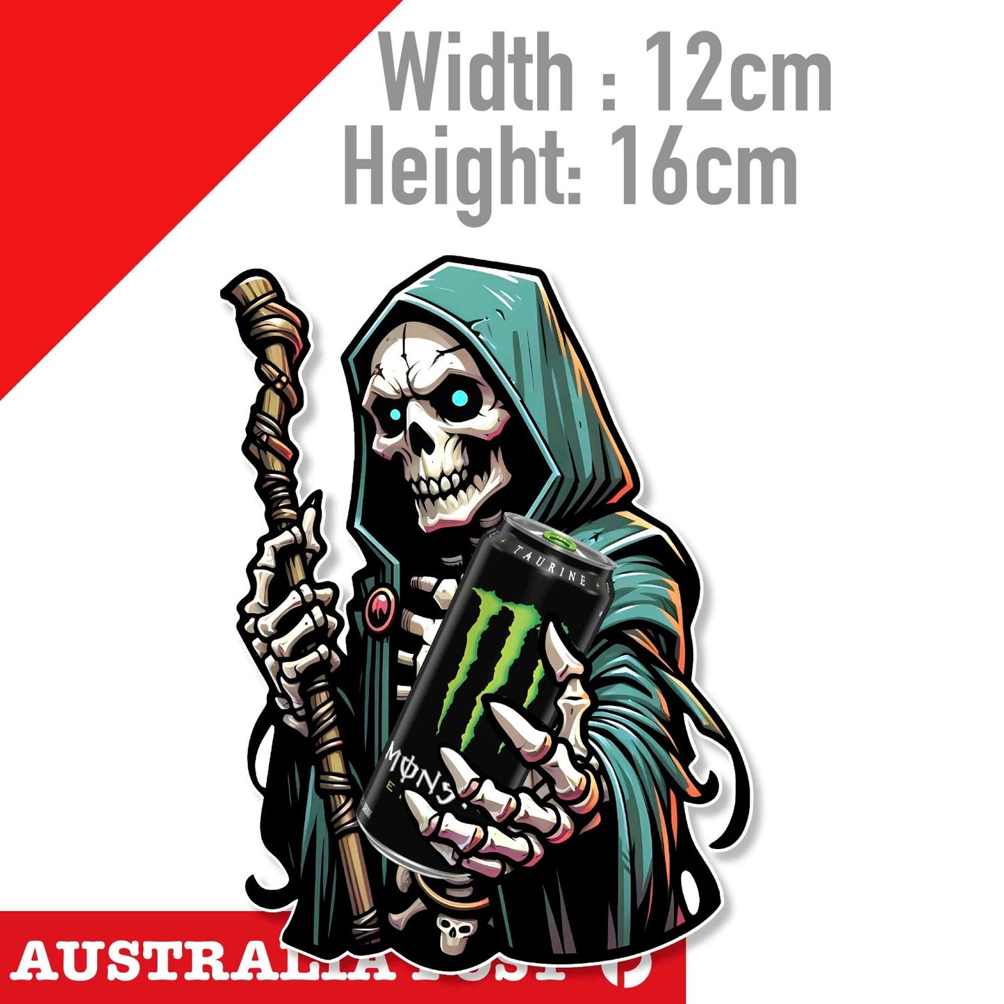 Skull Wizard Energy Drink , Monster Energy Drink Can Funny  Skull Sticker