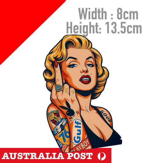 Marilyn Monroe Middle Finger Playboy Tattooed Sticker