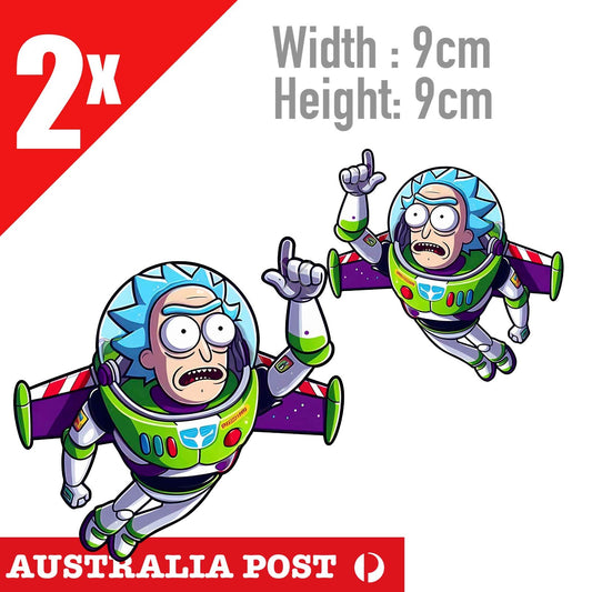 Buzz Lightyear , Disney Pixar, Toy Story Flying Rick & Morty Funny Sticker