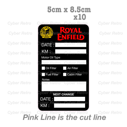 Royal Enfield Oil Change Service Reminder x10 Stickers Sticker