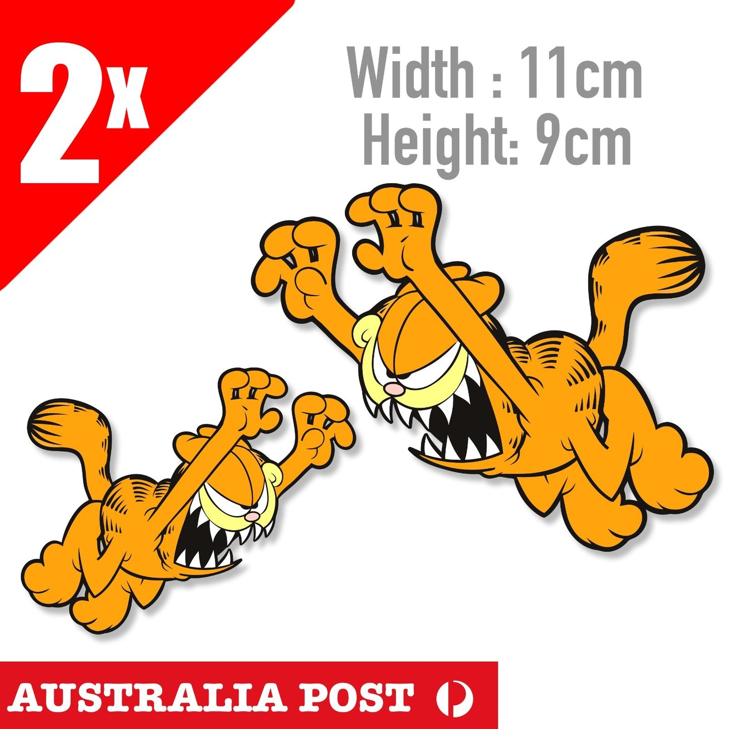 Garfield Jumping Angry Cat Laptop , Car  Vinyl  Sticker