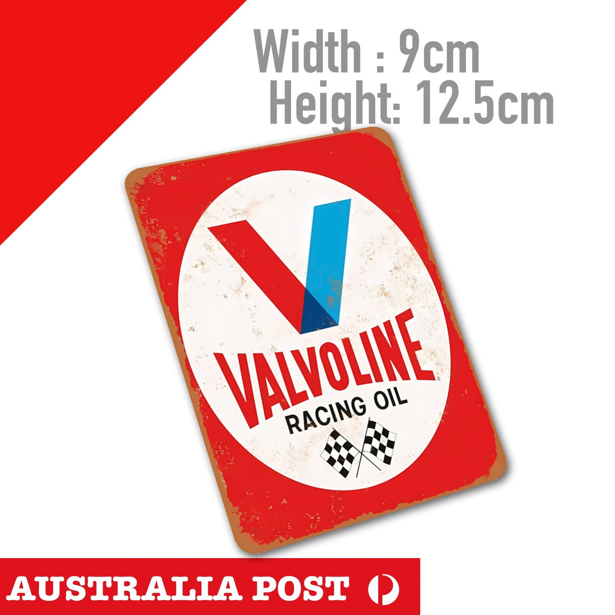 VALVOLINE  Racing Oil, Quality Lubricants Vintage, damaged, Rusted Sticker