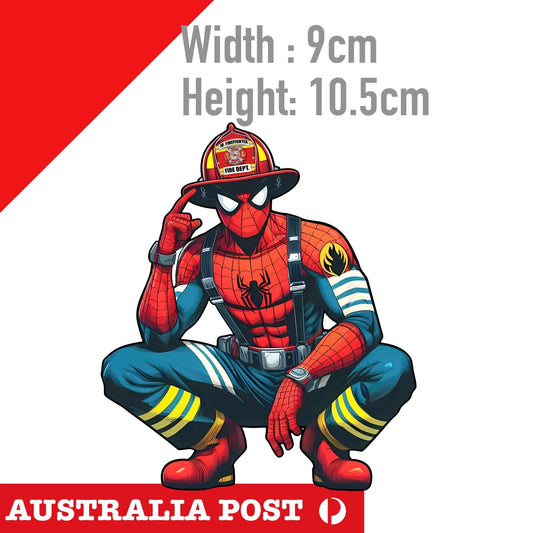 Spiderman as Fire Fighter , Laptop , Car  Sticker