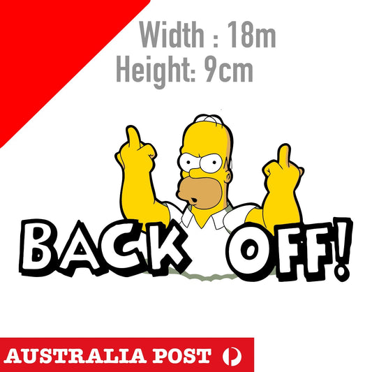 BACK OFF Homer Simpsons Middle Finger Window Funny, Rude Sticker