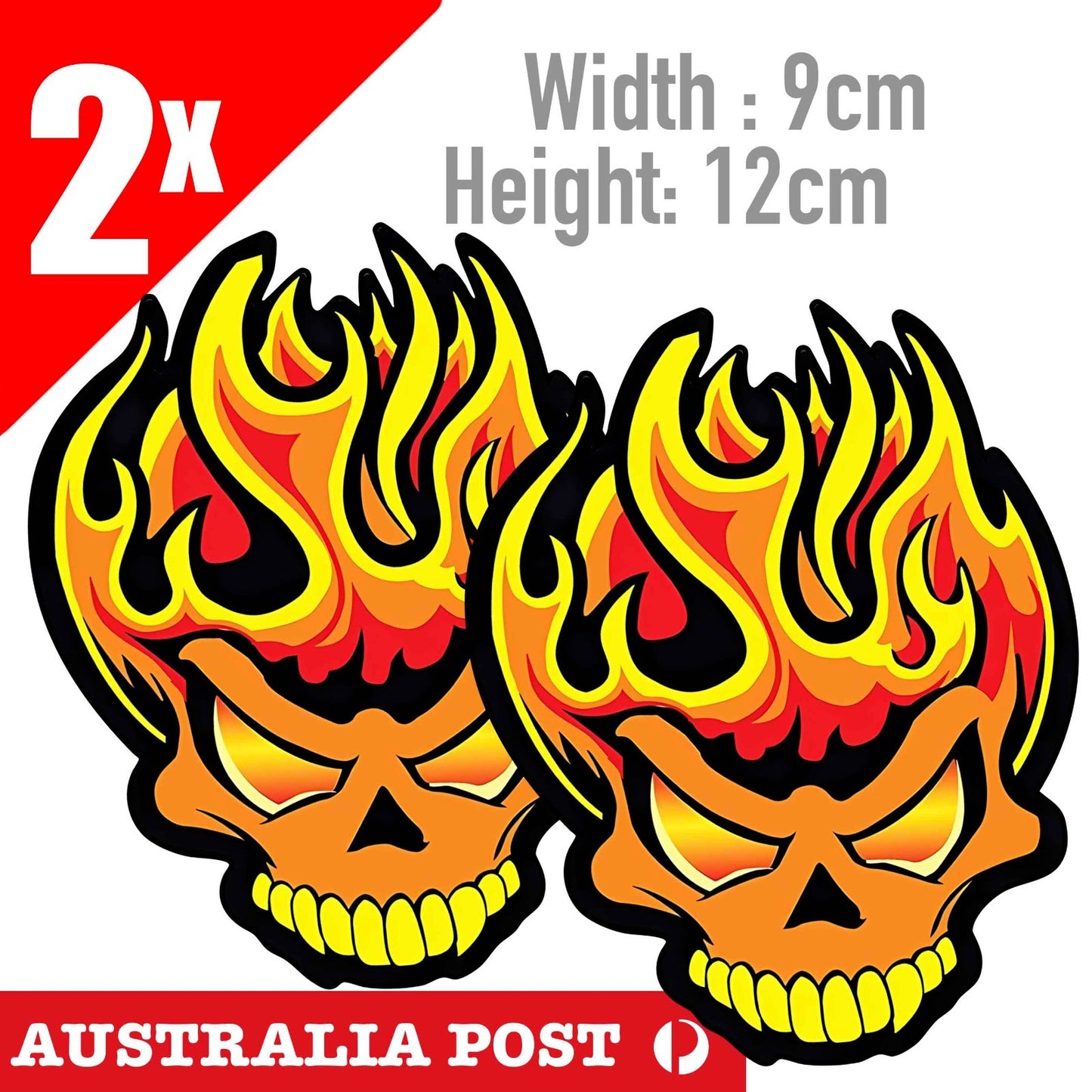 Flame Skull motorcycle Fuel Tank Decal Skull Head with MOHAWK Hair Stickers