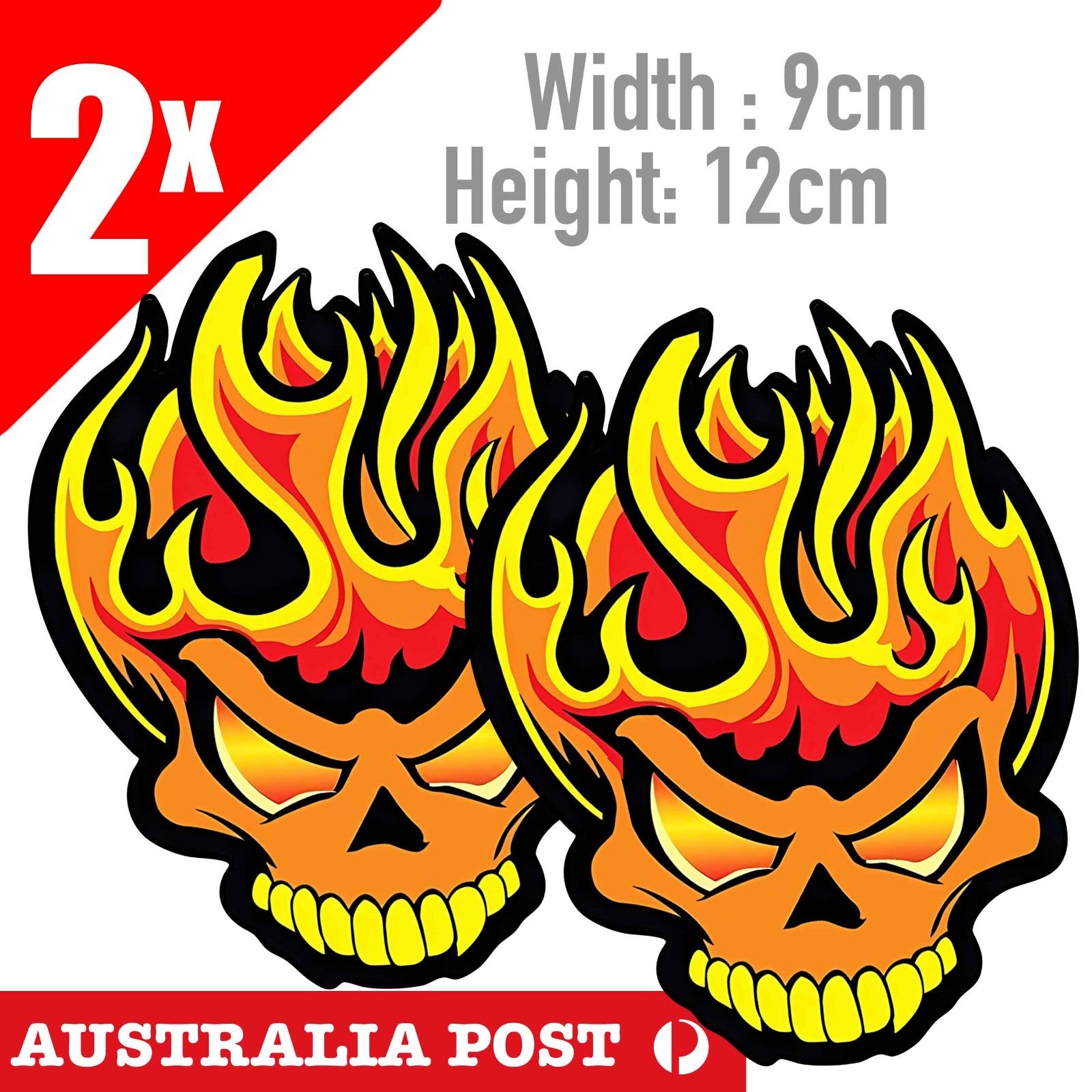 Flame Skull motorcycle Fuel Tank Decal Skull Head with MOHAWK Hair Stickers