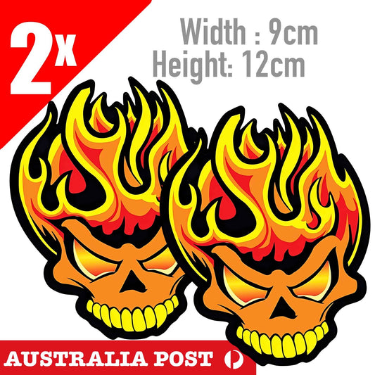 Flame Skull motorcycle Fuel Tank Decal Skull Head with MOHAWK Hair Stickers