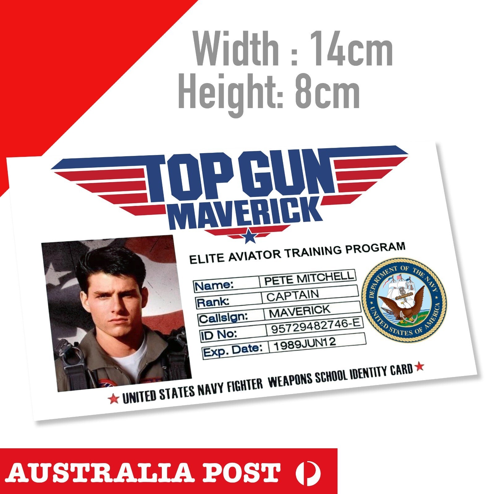 TOP GUN Maverick Navy ID Card, Training TOP GUN Pilate ID Card  Sticker
