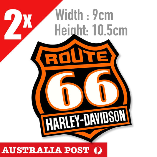 Harley Davidson Motorcycle Route 66 Fuel Tank, Orange Decal Sticker