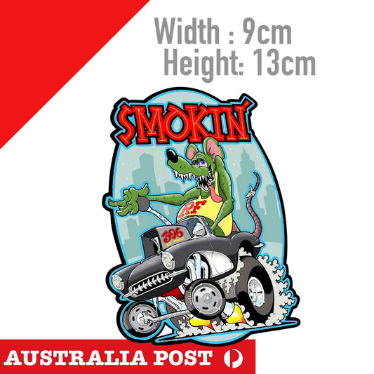 Rat Fink Ford Hot Rod Race Car,Ute Rider Mancave Hot Rod Americana Sticker