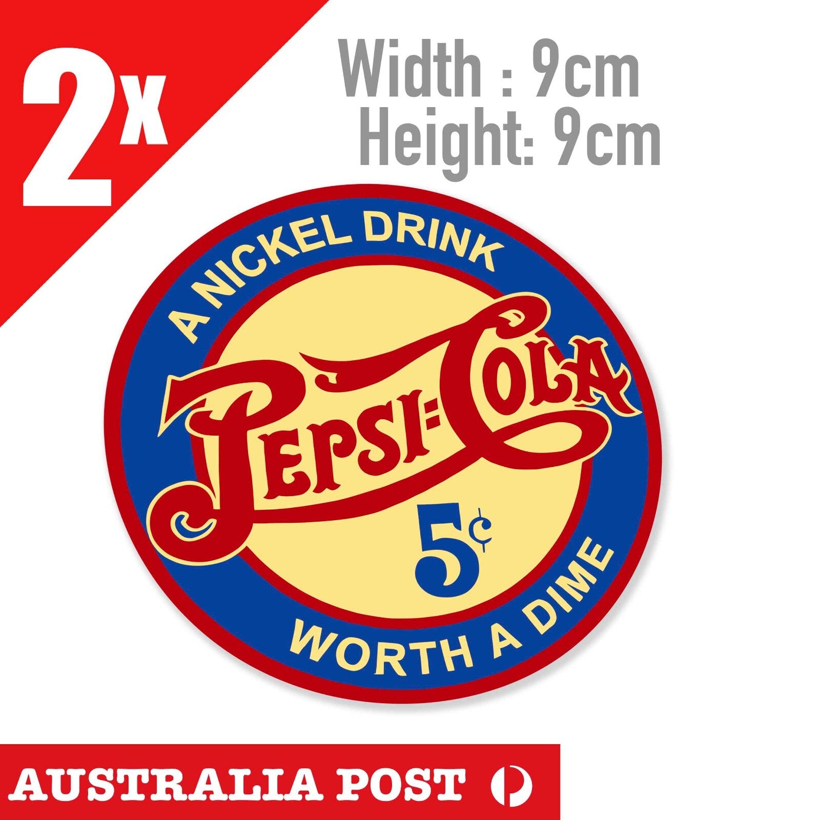 Pepsi Vintage  5 Cent Round Old Retro Stickers