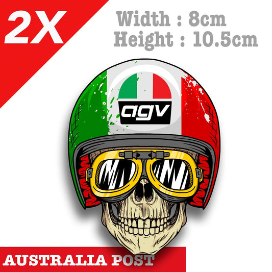 SKULL AGV Italian Flag Motorcycle Helmet, Fuel Tank, Helmet Stickers