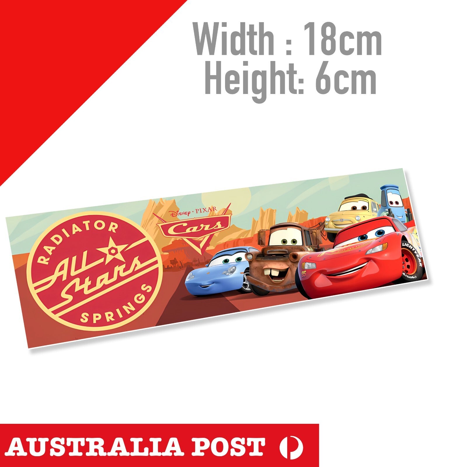 Disney Cars Lightning McQueen Team, RADIATOR  ALL STARS Springs Banner Sticker