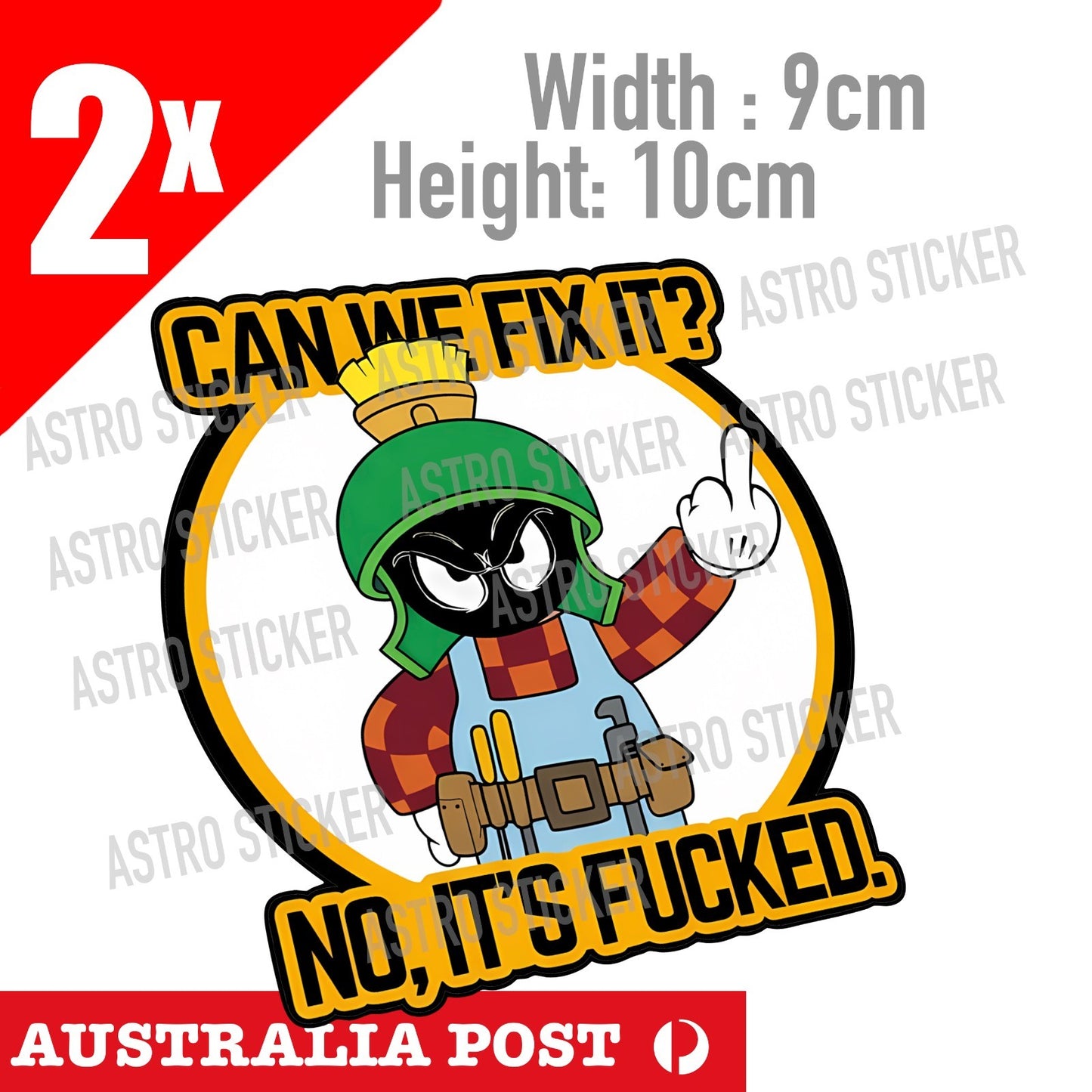 Marvin the Martian as Builder, Can we Fix It ? Funny Rude Middle Finger Stickers