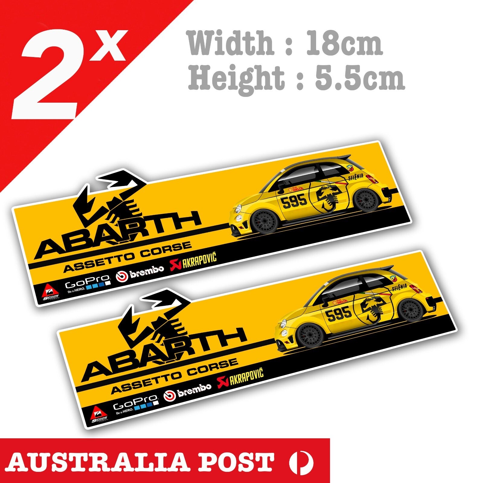 ABARTH 595 Yellow Racing Car Slap , Turbo Racing Abarth, Fiat 595 Stickers
