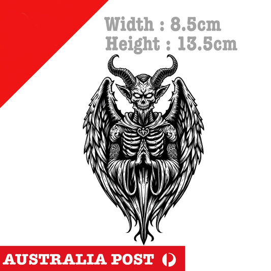 Evil Angel with Wings and Horns, Motorcycle Helmet, Fuel Tank, Skull Sticker