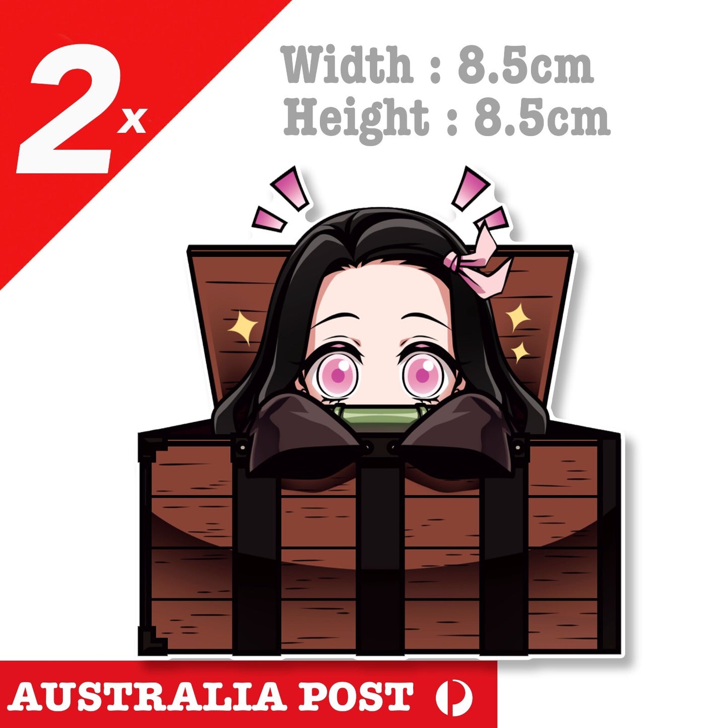 Demon Slayer, Nezuko Kamado in Box Peeking JDM  Sticker
