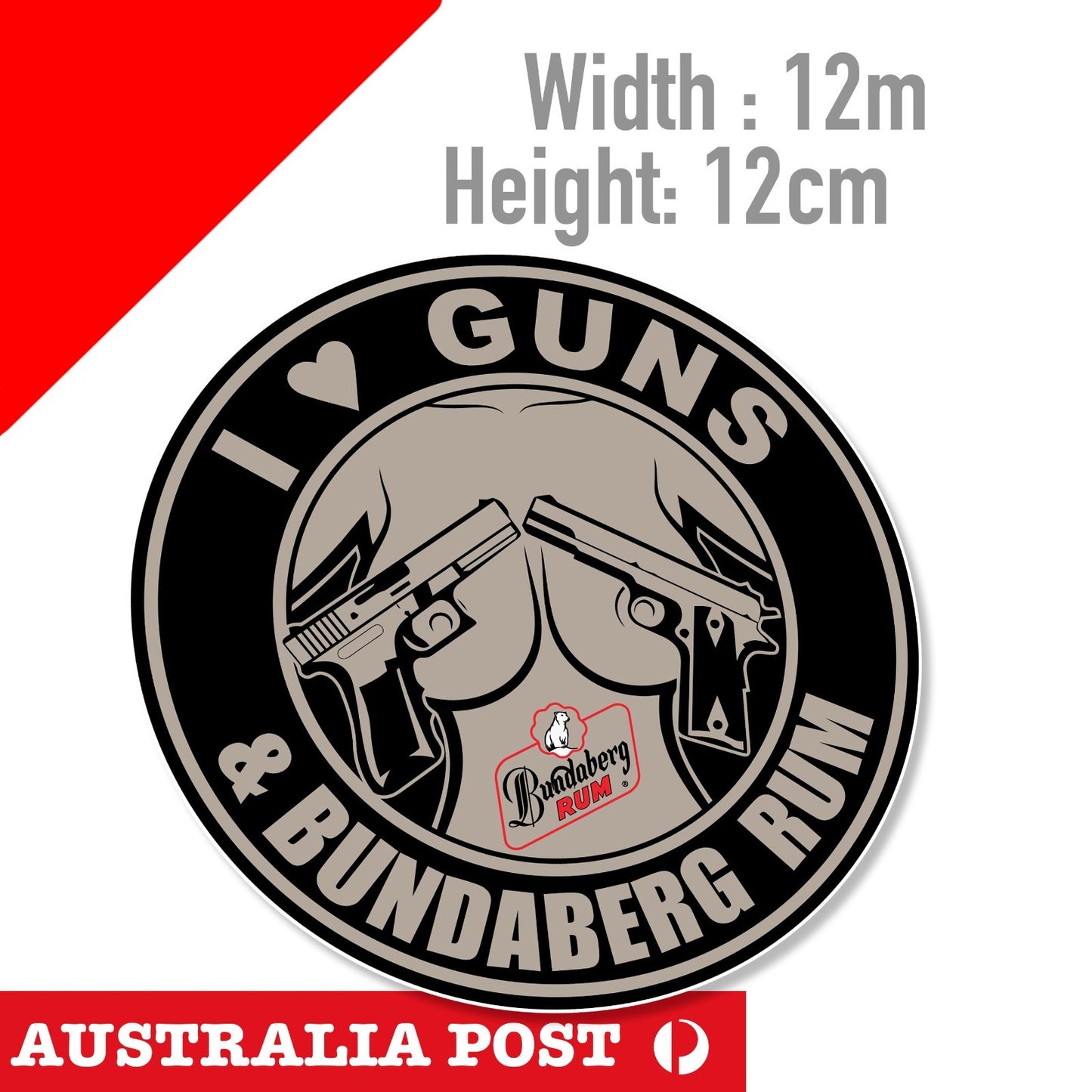 I love Guns & Bundaberg Rum Logo, Beer, Toolbox,Fridge Man Cave Sticker