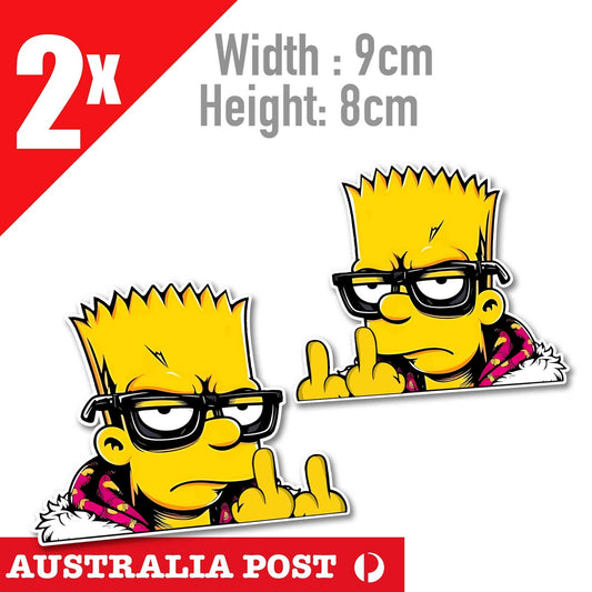 The Simpson, BART with Glasses Funny middle Finger Stickers