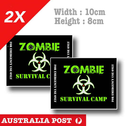 Zombie Warning Sign, Warning Sign, ZOMBIE Bio Active Danger Sign Sticker x2