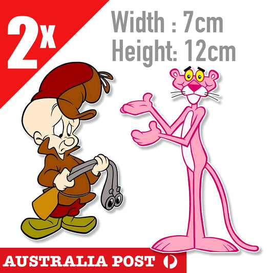 Pink Panther and Elmer the Hunter Funny Cartoon Sticker