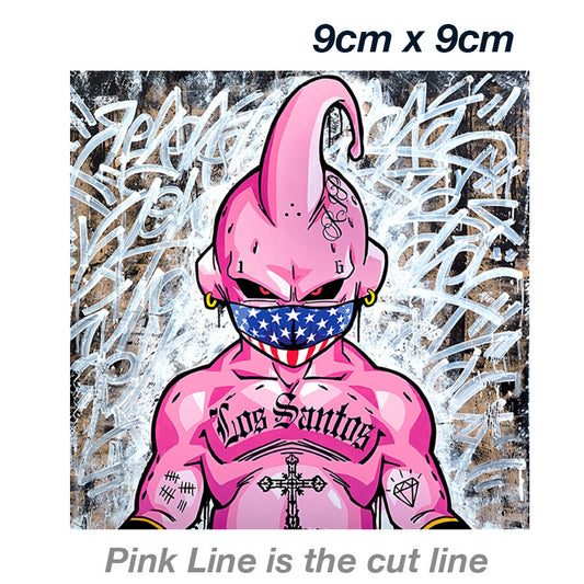 Majin Buu Dragon Ball Z - American Flag Mask Poster Laptop Decal Sticker